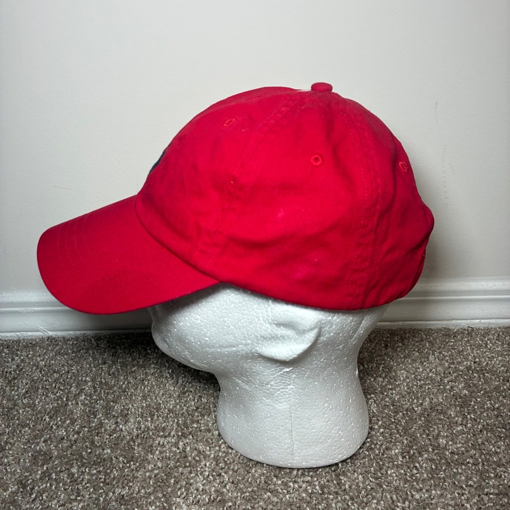 Polo Ralph Lauren Hat OSFA Red Adjustable Buckle Strap Preppy Cotton Ball Cap - Picture 3 of 8